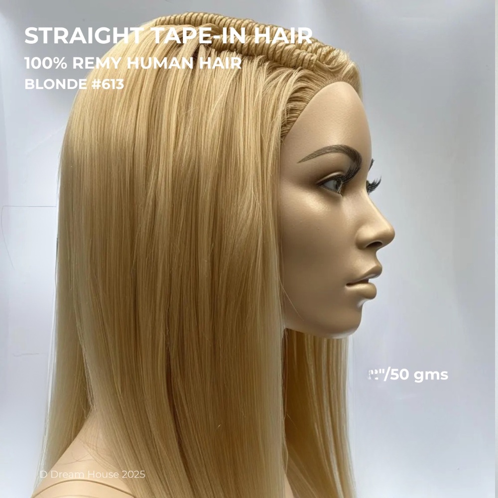 22" Tape-In Hair Extensions 50g Blonde #613